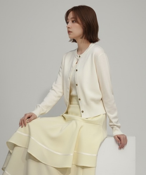 SWINGLE（スウィングル）の「【2/6(Fri)発売】ケーブルニットアンサンブル（カーディガン/ボレロ・レディース・オフホワイト/イエロー/ネイビー/ピンク・FREE）」の14枚目の写真