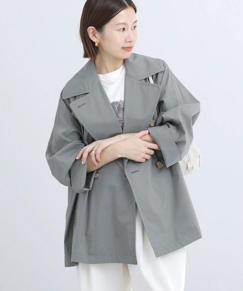 IENA（イエナ）の「撥水ライトタフタオーバーコート（その他アウター・レディース・チャコールグレー/ネイビー/ベージュ・38/36）」の2枚目の写真