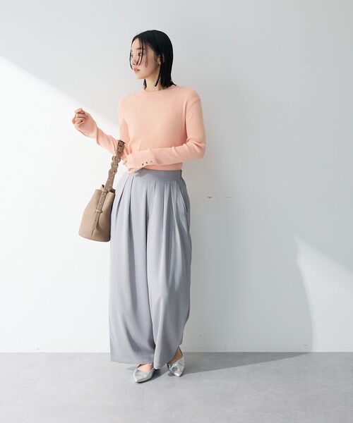 Green　Parks（グリーンパークス）の「シーンレスワイドパンツ（その他パンツ・レディース・アイボリー/グレー/ブラック/ピンク・M/L）」の7枚目の写真