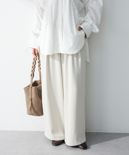 Green　Parks（グリーンパークス）の「シーンレスワイドパンツ（その他パンツ・レディース・アイボリー/グレー/ブラック/ピンク・M/L）」の2枚目の写真