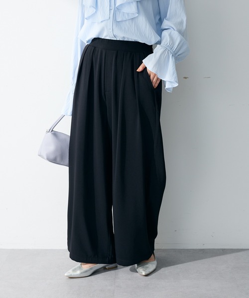 Green　Parks（グリーンパークス）の「シーンレスワイドパンツ（その他パンツ・レディース・アイボリー/グレー/ブラック/ピンク・M/L）」の3枚目の写真