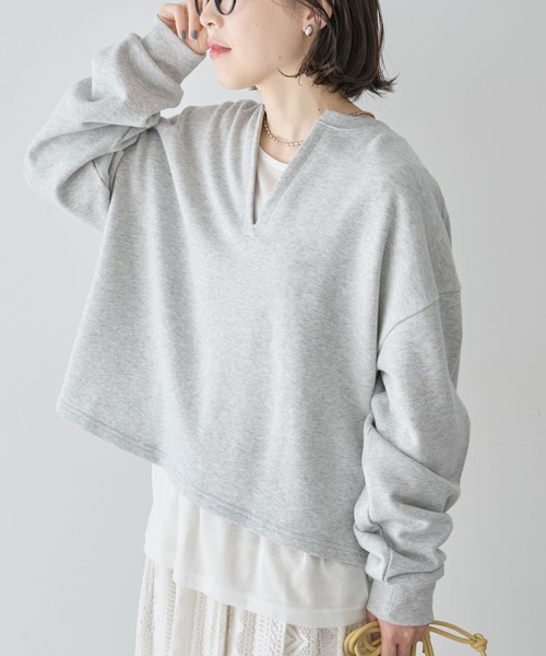 Green　Parks（グリーンパークス）の「SET2点 深Vネック裏毛+プルオーバー（Tシャツ/カットソー・レディース・ホワイト系その他2/杢グレー/イエロー・FREE）」の3枚目の写真