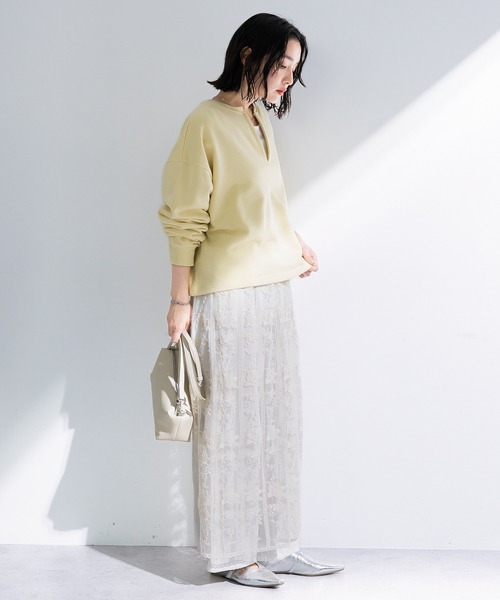 Green　Parks（グリーンパークス）の「SET2点 深Vネック裏毛+プルオーバー（Tシャツ/カットソー・レディース・ホワイト系その他2/杢グレー/イエロー・FREE）」の6枚目の写真