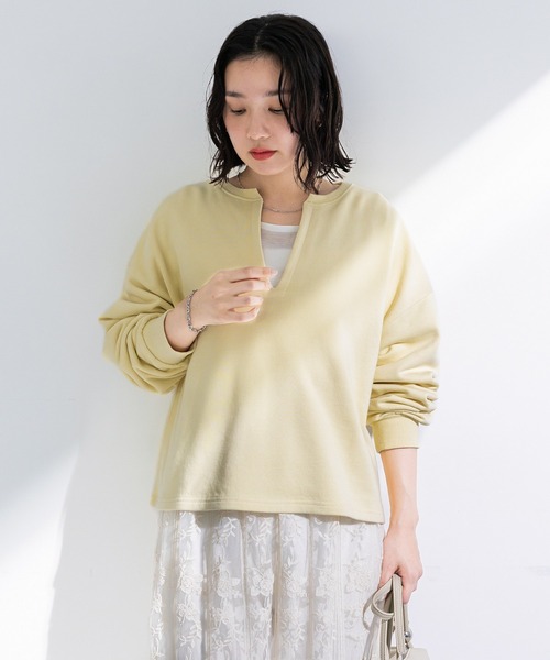 Green　Parks（グリーンパークス）の「SET2点 深Vネック裏毛+プルオーバー（Tシャツ/カットソー・レディース・ホワイト系その他2/杢グレー/イエロー・FREE）」の7枚目の写真