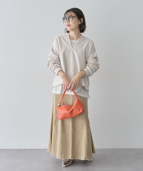 Green　Parks（グリーンパークス）の「SET2点 深Vネック裏毛+プルオーバー（Tシャツ/カットソー・レディース・ホワイト系その他2/杢グレー/イエロー・FREE）」の10枚目の写真