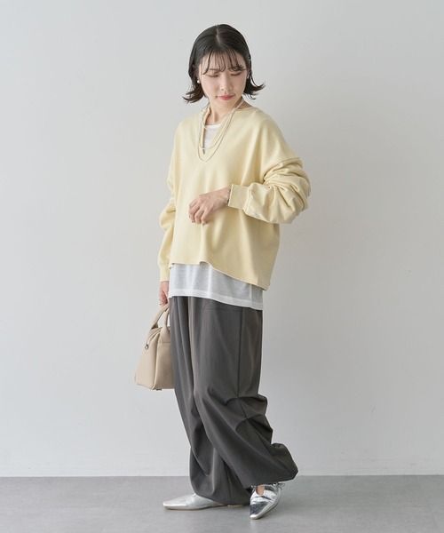 Green　Parks（グリーンパークス）の「SET2点 深Vネック裏毛+プルオーバー（Tシャツ/カットソー・レディース・ホワイト系その他2/杢グレー/イエロー・FREE）」の16枚目の写真