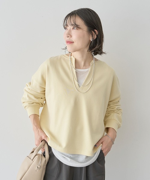 Green　Parks（グリーンパークス）の「SET2点 深Vネック裏毛+プルオーバー（Tシャツ/カットソー・レディース・ホワイト系その他2/杢グレー/イエロー・FREE）」の18枚目の写真