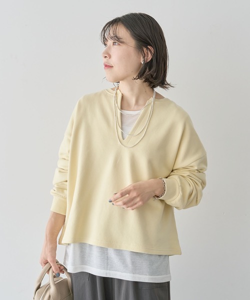 Green　Parks（グリーンパークス）の「SET2点 深Vネック裏毛+プルオーバー（Tシャツ/カットソー・レディース・ホワイト系その他2/杢グレー/イエロー・FREE）」の19枚目の写真