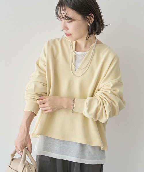 Green　Parks（グリーンパークス）の「SET2点 深Vネック裏毛+プルオーバー（Tシャツ/カットソー・レディース・ホワイト系その他2/杢グレー/イエロー・FREE）」の20枚目の写真