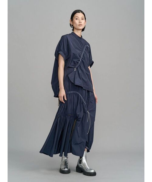 UN3D.(アンスリード)の「WAVE DRAWSTRING FLARE SK / ウェーブドローストリングフレアスカート(スカート・レディース・ブラック/ベージュ/ネイビー・38/36)」の14枚目の写真