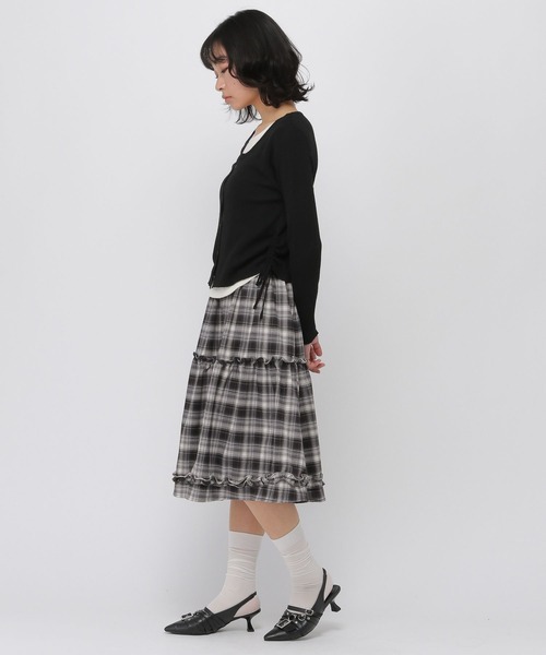 3.3 Field Trip (3.3フィールドトリップ)の「3.3 Field Trip/フリルティアードミディスカート(スカート・レディース・ホワイト×ブラック/ブラック×グレー・FREE)」の4枚目の写真