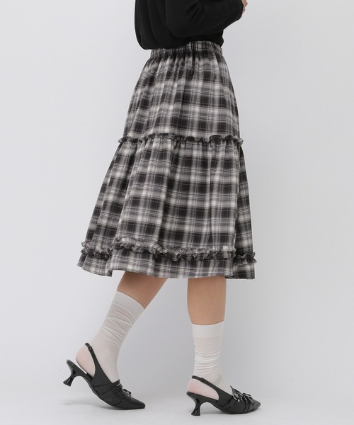 3.3 Field Trip (3.3フィールドトリップ)の「3.3 Field Trip/フリルティアードミディスカート(スカート・レディース・ホワイト×ブラック/ブラック×グレー・FREE)」の7枚目の写真