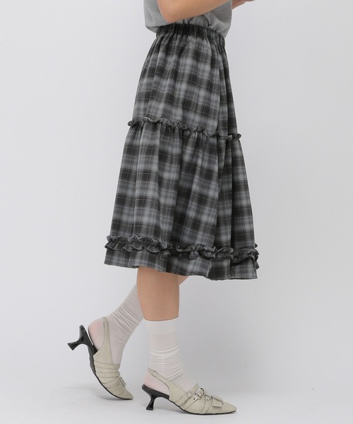 3.3 Field Trip (3.3フィールドトリップ)の「3.3 Field Trip/フリルティアードミディスカート(スカート・レディース・ホワイト×ブラック/ブラック×グレー・FREE)」の13枚目の写真