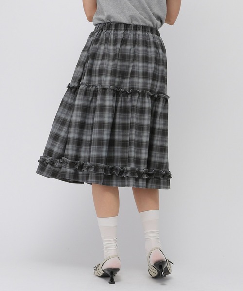 3.3 Field Trip (3.3フィールドトリップ)の「3.3 Field Trip/フリルティアードミディスカート(スカート・レディース・ホワイト×ブラック/ブラック×グレー・FREE)」の14枚目の写真