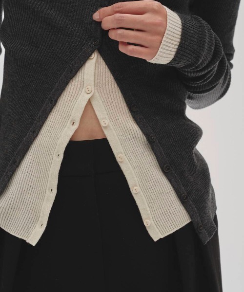 TODAYFUL（トゥデイフル）の「TODAYFUL　Silkwool Knit Cardigan シルクウールニットカーディガン/12620501（カーディガン/ボレロ・レディース・チャコールグレー/ダークブラウン/キナリ・ONE SIZE）」の9枚目の写真