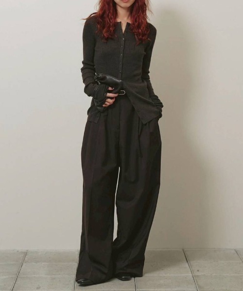 TODAYFUL（トゥデイフル）の「TODAYFUL　Silkwool Knit Cardigan シルクウールニットカーディガン/12620501（カーディガン/ボレロ・レディース・チャコールグレー/ダークブラウン/キナリ・ONE SIZE）」の14枚目の写真