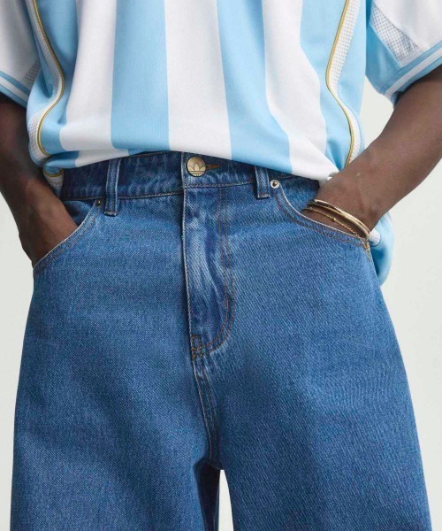 adidas(アディダス)の「adidas originals FIREBIRD ADICOLOR DENIM PANTS(アディダスオリジナルス ファイヤーバード アディカラー デニム パンツ)(デニムパンツ・メンズ・ブルー系・MEDIUM/LARGE)」の9枚目の写真