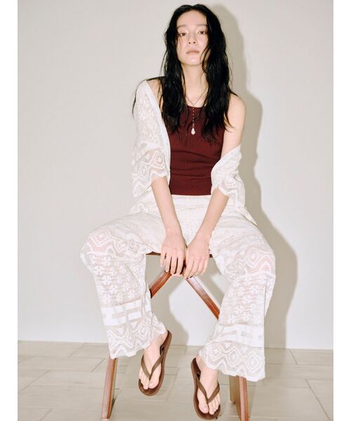 Ungrid（アングリッド）の「レースハーフスリーブシャツ（シャツ/ブラウス・レディース・グリーン/ブラック/オフホワイト・FREE）」の4枚目の写真