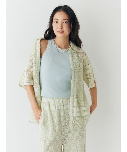 Ungrid（アングリッド）の「レースハーフスリーブシャツ（シャツ/ブラウス・レディース・グリーン/ブラック/オフホワイト・FREE）」の8枚目の写真