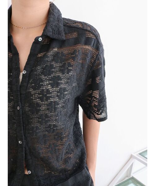 Ungrid（アングリッド）の「レースハーフスリーブシャツ（シャツ/ブラウス・レディース・グリーン/ブラック/オフホワイト・FREE）」の13枚目の写真