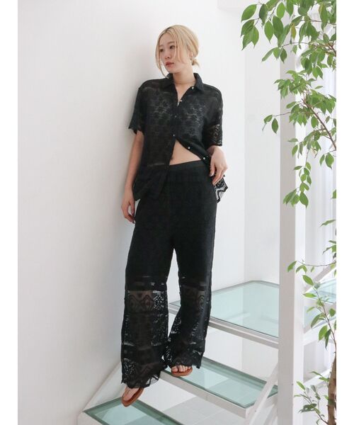 Ungrid（アングリッド）の「レースハーフスリーブシャツ（シャツ/ブラウス・レディース・グリーン/ブラック/オフホワイト・FREE）」の14枚目の写真