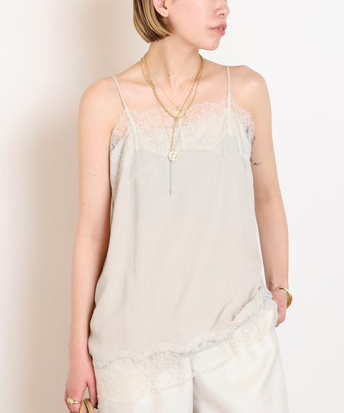 AP STUDIO（エーピーストゥディオ）の「*レーストリムドキャミソール1（キャミソール・レディース・アイボリー/ブラック・FREE）」の2枚目の写真