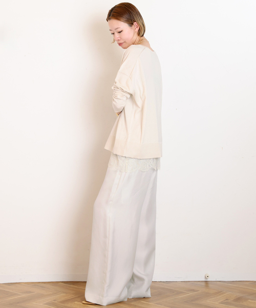 AP STUDIO（エーピーストゥディオ）の「*レーストリムドキャミソール1（キャミソール・レディース・アイボリー/ブラック・FREE）」の4枚目の写真