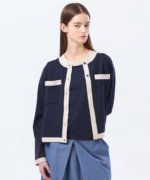 MACKINTOSH PHILOSOPHY（ﾏｯｷﾝﾄｯｼｭ ﾌｨﾛｿﾌｨｰ）の「【LEE4月号/蛯原友里さん着用】【ROYTON（ロイトン）】 ファインコットンニットカーディガン（カーディガン/ボレロ・レディース・オフホワイト/ベージュ/ダークネイビー/ブラウン系その他4・38）」の4枚目の写真