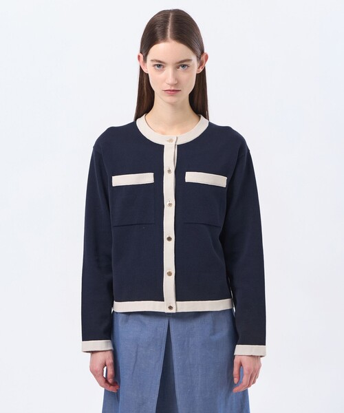 MACKINTOSH PHILOSOPHY（ﾏｯｷﾝﾄｯｼｭ ﾌｨﾛｿﾌｨｰ）の「【LEE4月号/蛯原友里さん着用】【ROYTON（ロイトン）】 ファインコットンニットカーディガン（カーディガン/ボレロ・レディース・オフホワイト/ベージュ/ダークネイビー/ブラウン系その他4・38）」の9枚目の写真