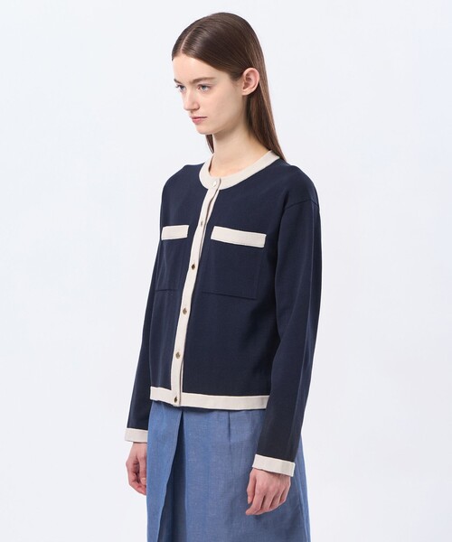 MACKINTOSH PHILOSOPHY（ﾏｯｷﾝﾄｯｼｭ ﾌｨﾛｿﾌｨｰ）の「【LEE4月号/蛯原友里さん着用】【ROYTON（ロイトン）】 ファインコットンニットカーディガン（カーディガン/ボレロ・レディース・オフホワイト/ベージュ/ダークネイビー/ブラウン系その他4・38）」の10枚目の写真