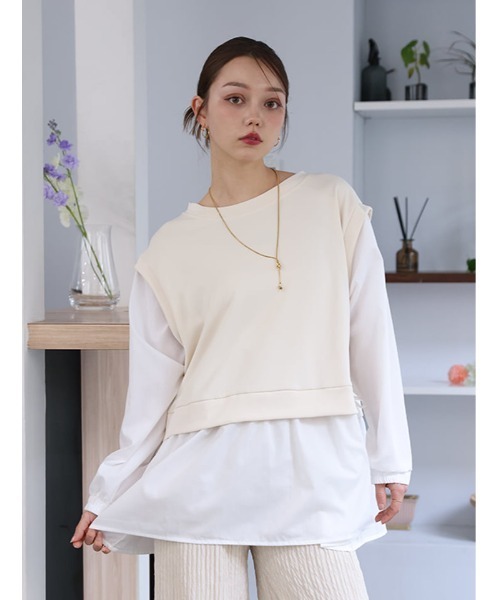 fifth（フィフス）の「サイドリボンドッキングプルオーバー（Tシャツ/カットソー・レディース・チャコールグレー/ブラック/アイボリー・M/L）」の2枚目の写真