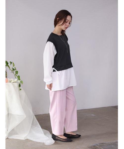 fifth（フィフス）の「サイドリボンドッキングプルオーバー（Tシャツ/カットソー・レディース・チャコールグレー/ブラック/アイボリー・M/L）」の7枚目の写真