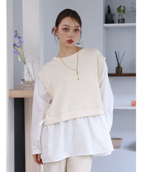fifth（フィフス）の「サイドリボンドッキングプルオーバー（Tシャツ/カットソー・レディース・チャコールグレー/ブラック/アイボリー・M/L）」の17枚目の写真