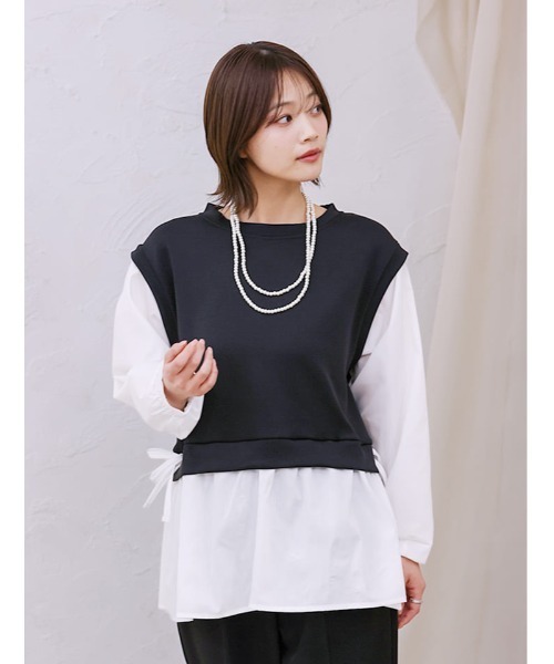 fifth（フィフス）の「サイドリボンドッキングプルオーバー（Tシャツ/カットソー・レディース・チャコールグレー/ブラック/アイボリー・M/L）」の10枚目の写真