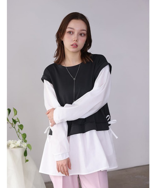 fifth（フィフス）の「サイドリボンドッキングプルオーバー（Tシャツ/カットソー・レディース・チャコールグレー/ブラック/アイボリー・M/L）」の5枚目の写真