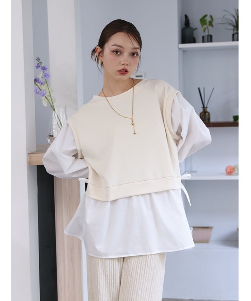 fifth（フィフス）の「サイドリボンドッキングプルオーバー（Tシャツ/カットソー・レディース・チャコールグレー/ブラック/アイボリー・M/L）」の16枚目の写真
