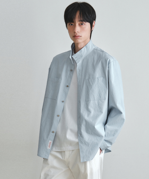 WEDNESDAY OASIS（ウェンズデーオアシス）の「ハイネックスイングシャツジャケット_LIGHT BLUE(W26SH02)（その他アウター・メンズ・スカイブルー・MEDIUM/LARGE）」の3枚目の写真