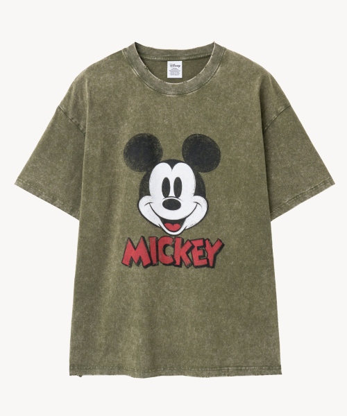 VTWO（ブイツー）の「ヴィンテージウォッシングフェイス_ミッキー_ Tシャツ (カーキ)（Tシャツ/カットソー・レディース・その他・MEDIUM/LARGE）」の2枚目の写真