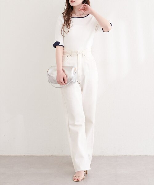 natural couture（ナチュラルクチュール）の「〈osono〉配色リボンニット（ニット/セーター・レディース・ブラック/サックスブルー/レッド/ピンク/オフホワイト・FREE）」の13枚目の写真