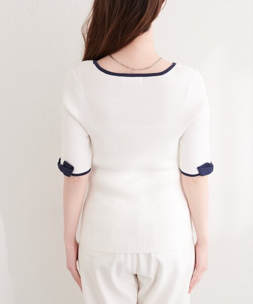 natural couture（ナチュラルクチュール）の「〈osono〉配色リボンニット（ニット/セーター・レディース・ブラック/サックスブルー/レッド/ピンク/オフホワイト・FREE）」の16枚目の写真