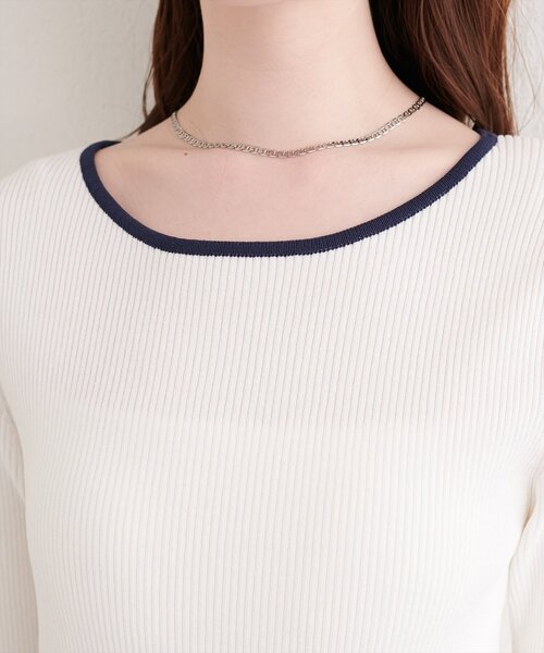 natural couture（ナチュラルクチュール）の「〈osono〉配色リボンニット（ニット/セーター・レディース・ブラック/サックスブルー/レッド/ピンク/オフホワイト・FREE）」の17枚目の写真