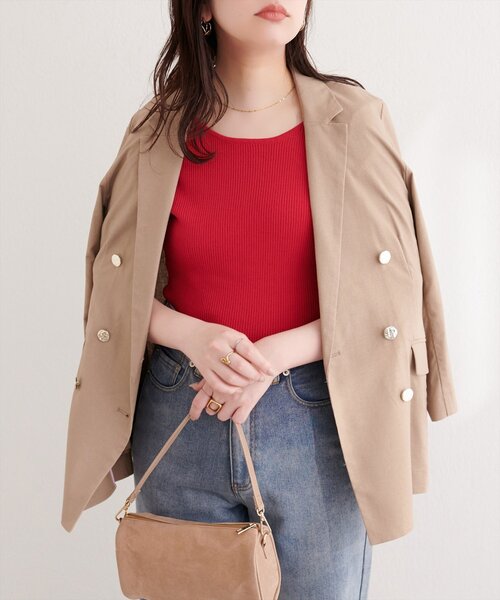 natural couture（ナチュラルクチュール）の「〈osono〉配色リボンニット（ニット/セーター・レディース・ブラック/サックスブルー/レッド/ピンク/オフホワイト・FREE）」の6枚目の写真