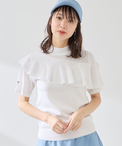 JUN&ROPE'(ジュンアンドロペ)の「フリル使い半袖プルオーバー(ニット/セーター・レディース・ホワイト/ブラック/サックスブルー・L/M)」の22枚目の写真
