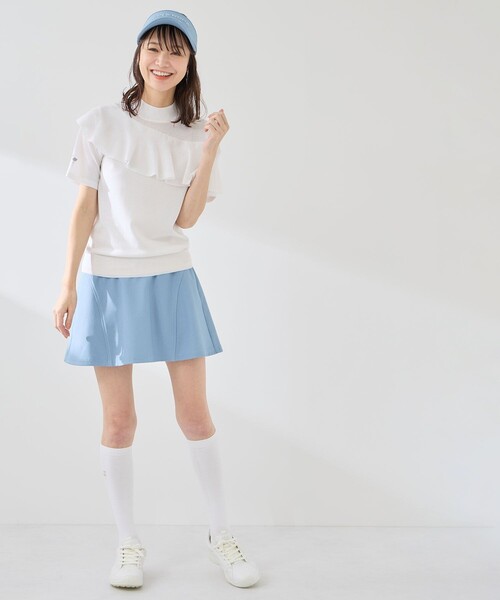 JUN&ROPE'(ジュンアンドロペ)の「フリル使い半袖プルオーバー(ニット/セーター・レディース・ホワイト/ブラック/サックスブルー・L/M)」の21枚目の写真