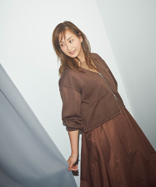 藤本美貴 × FREAK´S STORE/フリークスストア 【セットアイテム】ボンディングカーデ ワンピースセット