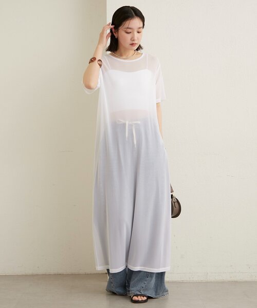 Omekashi（オメカシ）の「半袖チュールワンピース（ワンピース・レディース・ベージュ/オフホワイト/ブラック・FREE）」の18枚目の写真