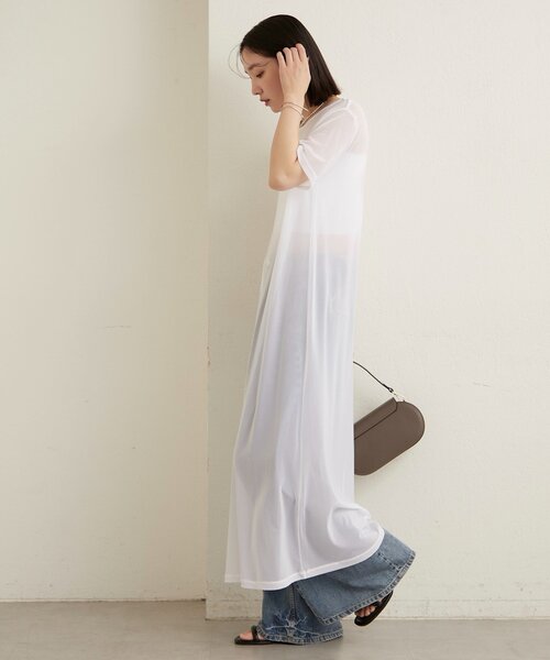 Omekashi（オメカシ）の「半袖チュールワンピース（ワンピース・レディース・ベージュ/オフホワイト/ブラック・FREE）」の7枚目の写真