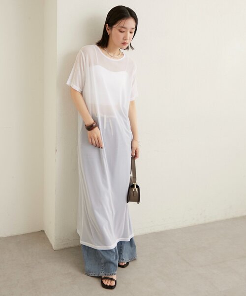 Omekashi（オメカシ）の「半袖チュールワンピース（ワンピース・レディース・ベージュ/オフホワイト/ブラック・FREE）」の22枚目の写真