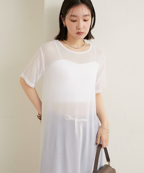 Omekashi（オメカシ）の「半袖チュールワンピース（ワンピース・レディース・ベージュ/オフホワイト/ブラック・FREE）」の21枚目の写真