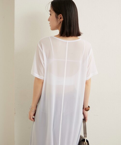 Omekashi（オメカシ）の「半袖チュールワンピース（ワンピース・レディース・ベージュ/オフホワイト/ブラック・FREE）」の8枚目の写真